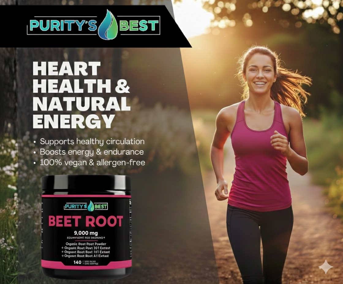 Beet Root supplement benefits for heart health and athletic performance by Purity's Best.