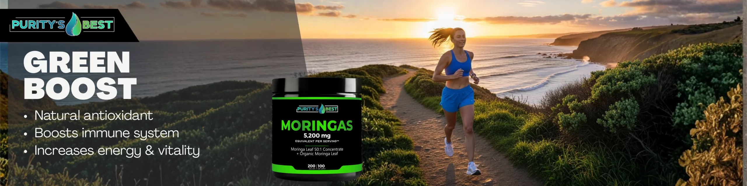 Benefits of Moringa capsules by Purity's Best for energy, immunity, and heart health.