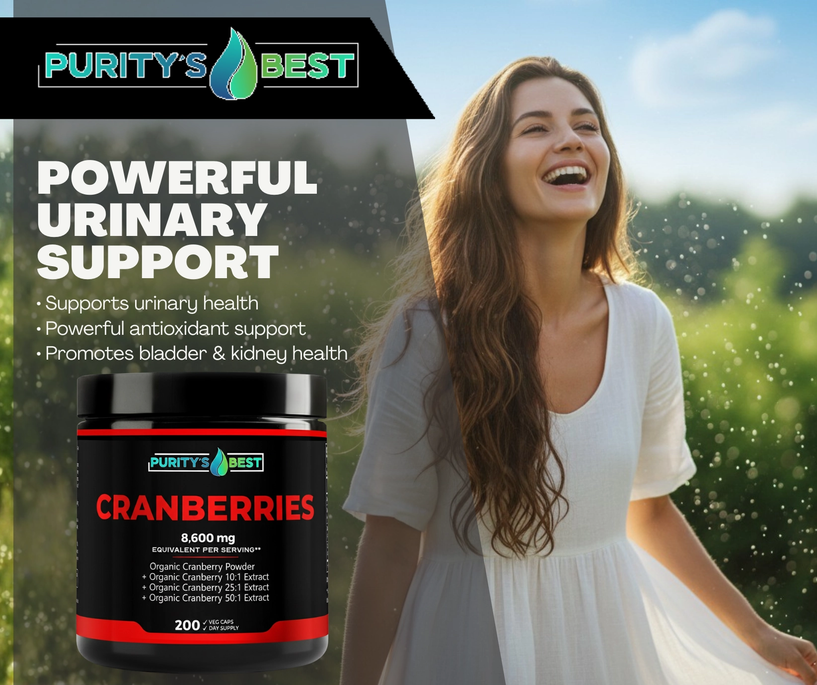 Purity Best Cranberry 8,600 mg capsule supplement for urinary tract and immune support.