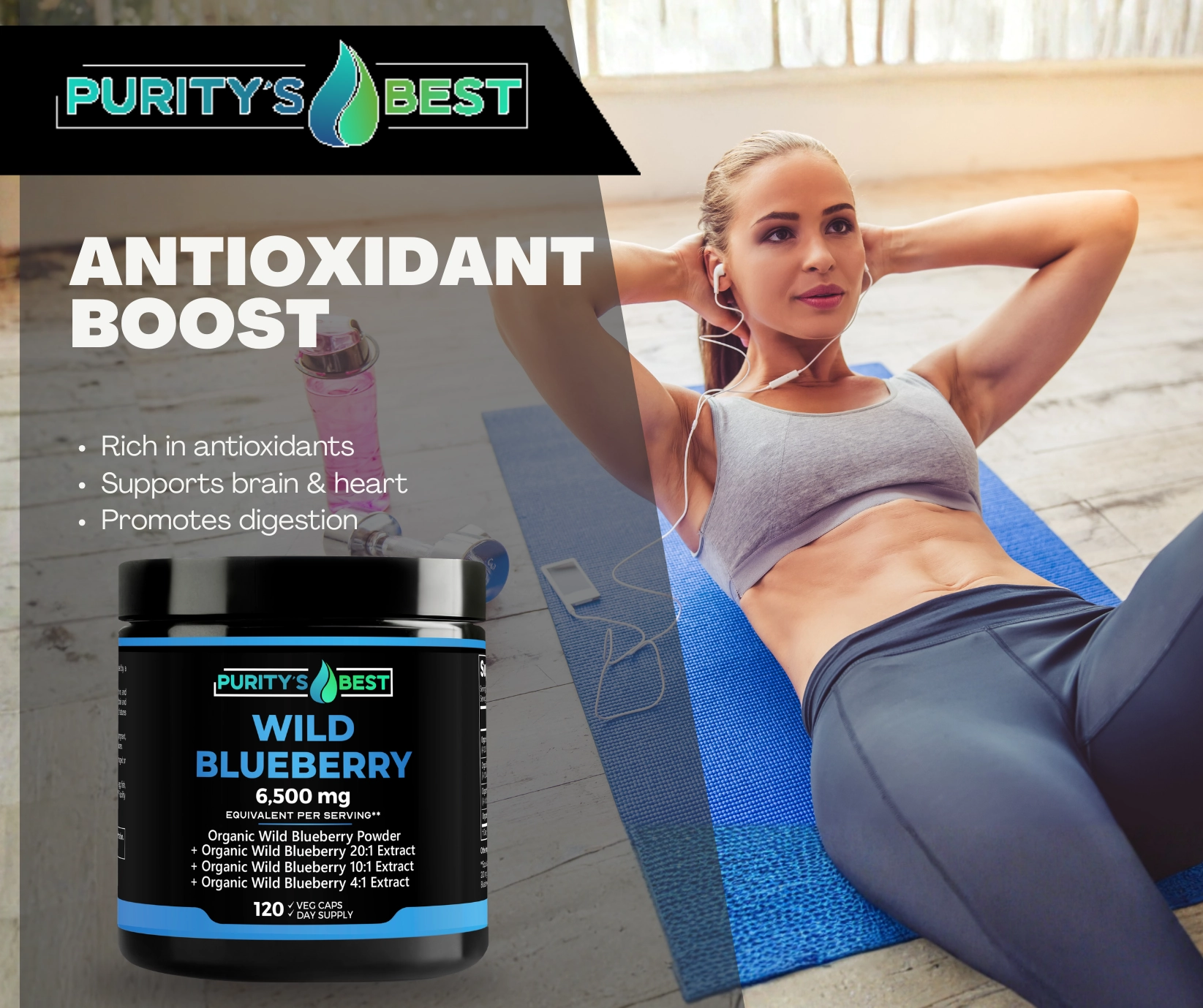 Purity Best Wild Blueberry Extract for Brain and Heart Health Support